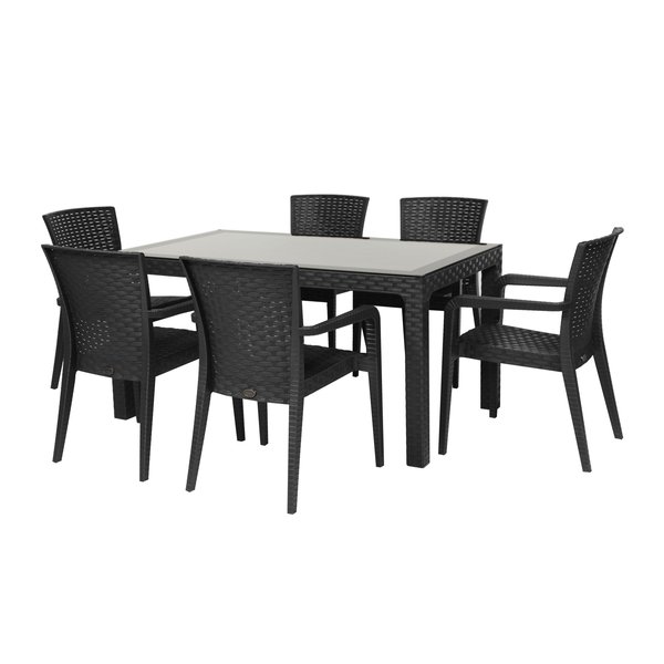 Rainbow Outdoor Alberta 7-Piece Dining Set-Anthracite RBO-ALBERTA-ANT-7DA